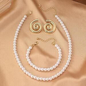 NEW Classic Pearl Necklace 3 PC Set
